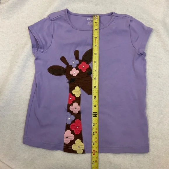 Gymboree Girl's Shirt Purple Giraffe Sequin Lilac Sz 7 - READ - Picture 4 of 8